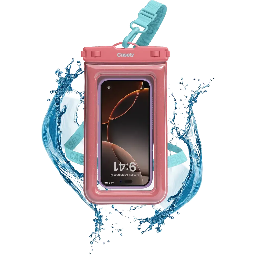 AquaBuddy | Starfish Wishes Coral Pink Shimmer Waterproof Phone Pouch