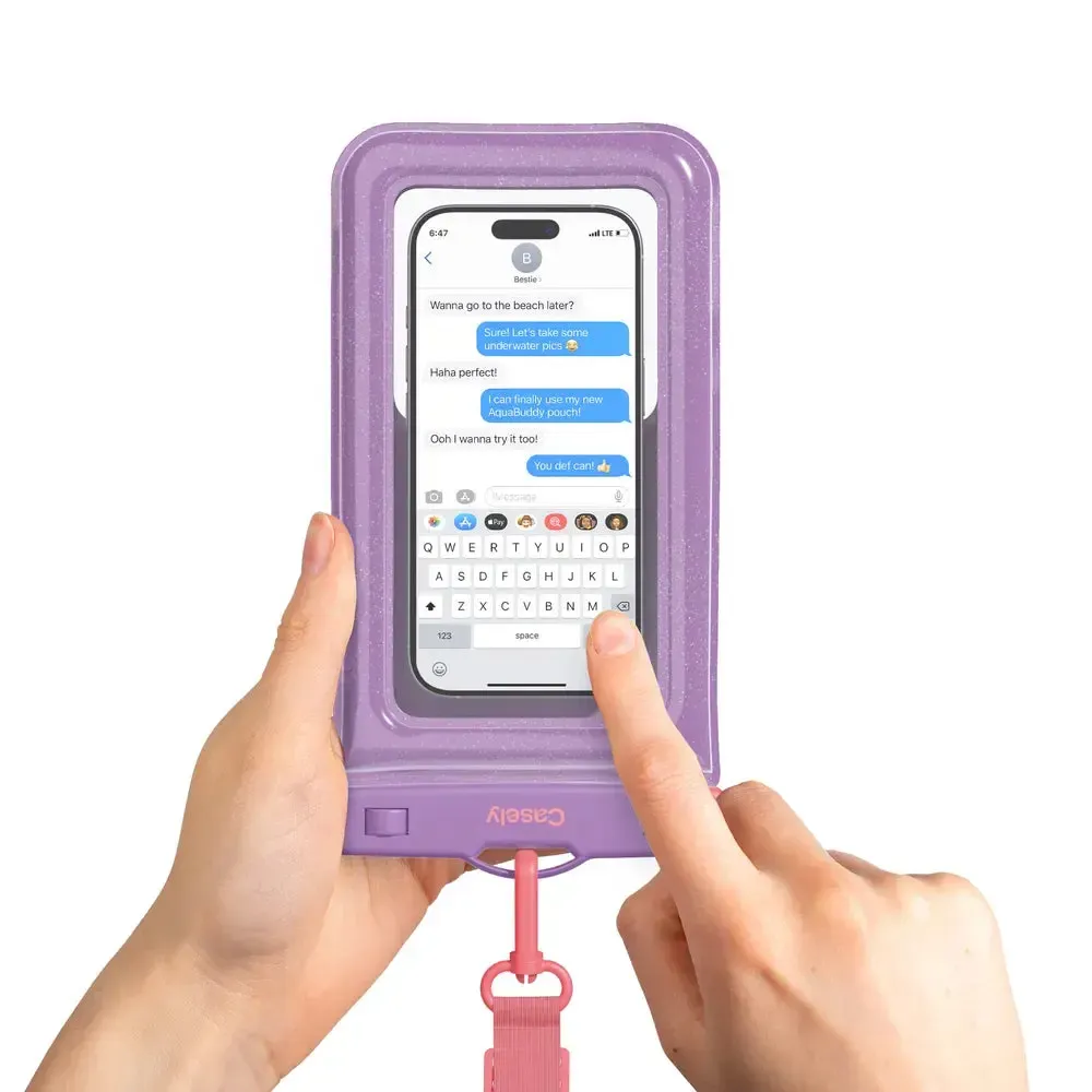 AquaBuddy | Lavender Waves Purple Shimmer Waterproof Phone Pouch