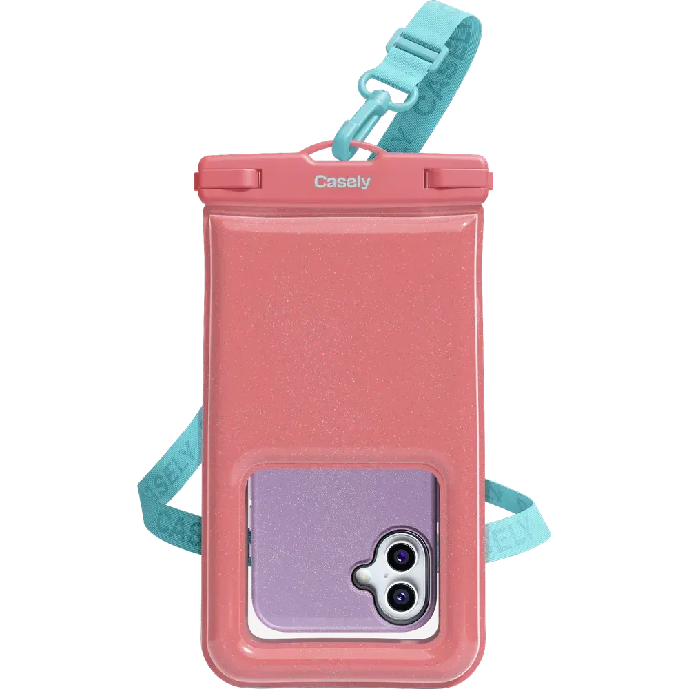 AquaBuddy | Starfish Wishes Coral Pink Shimmer Waterproof Phone Pouch