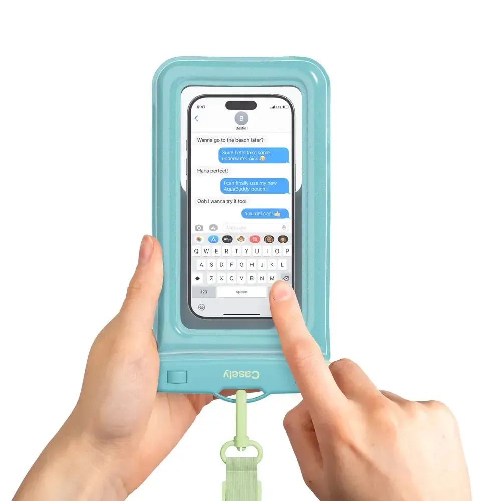 AquaBuddy | Aquamarine Ocean Blue Shimmer Waterproof Phone Pouch