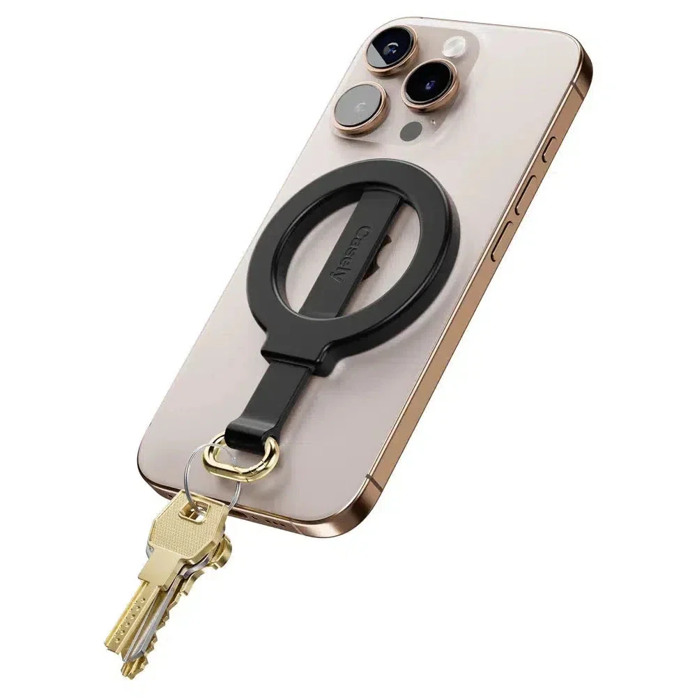 MagRing+ | Black Magnetic Adjustable Phone Ring with Keychain