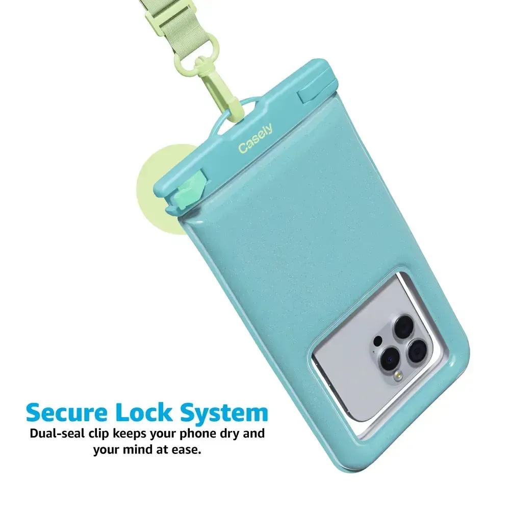 AquaBuddy | Aquamarine Ocean Blue Shimmer Waterproof Phone Pouch