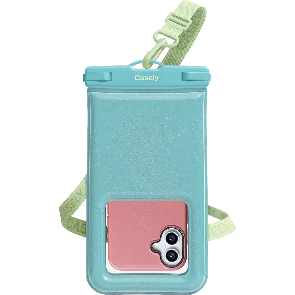 AquaBuddy | Aquamarine Ocean Blue Shimmer Waterproof Phone Pouch