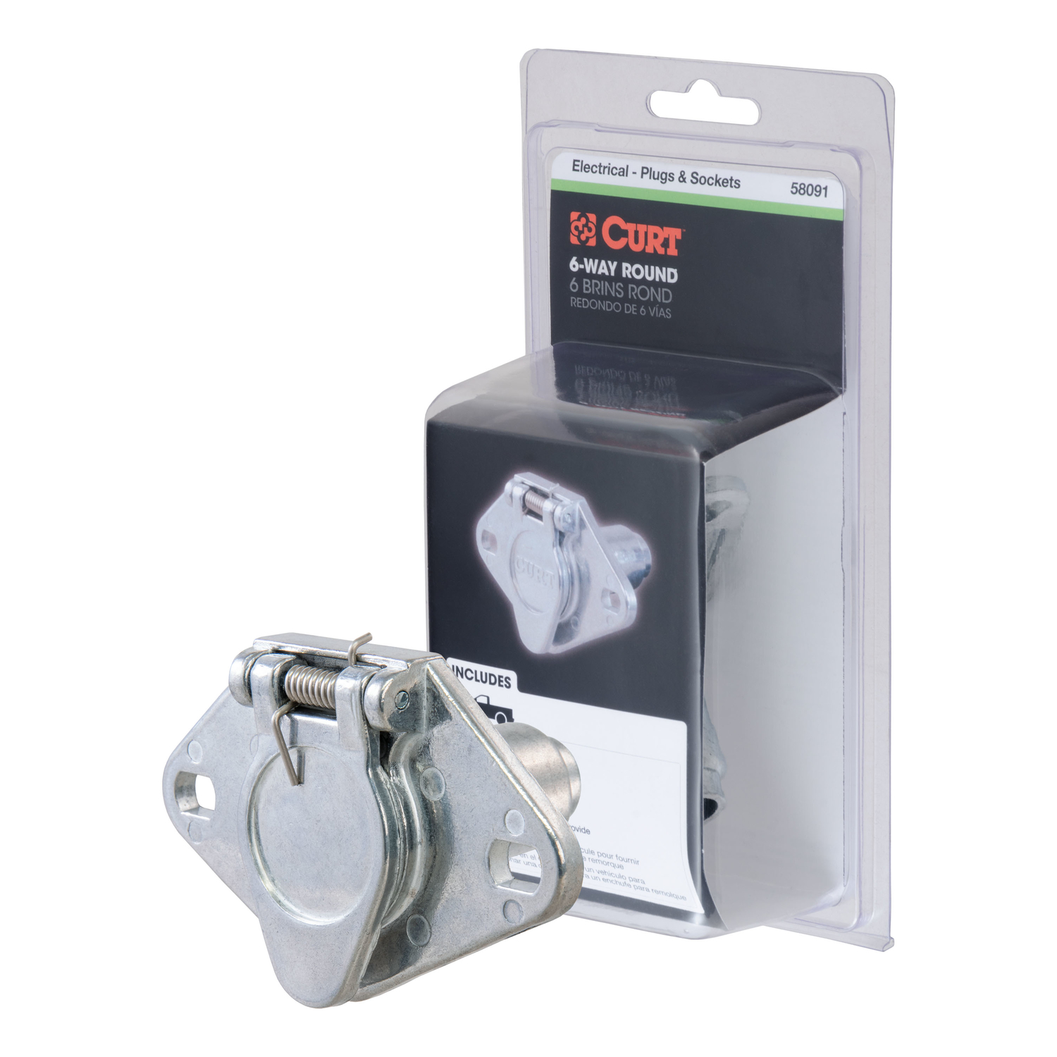 CURT 6 Round Connector Socket 2.38 in.