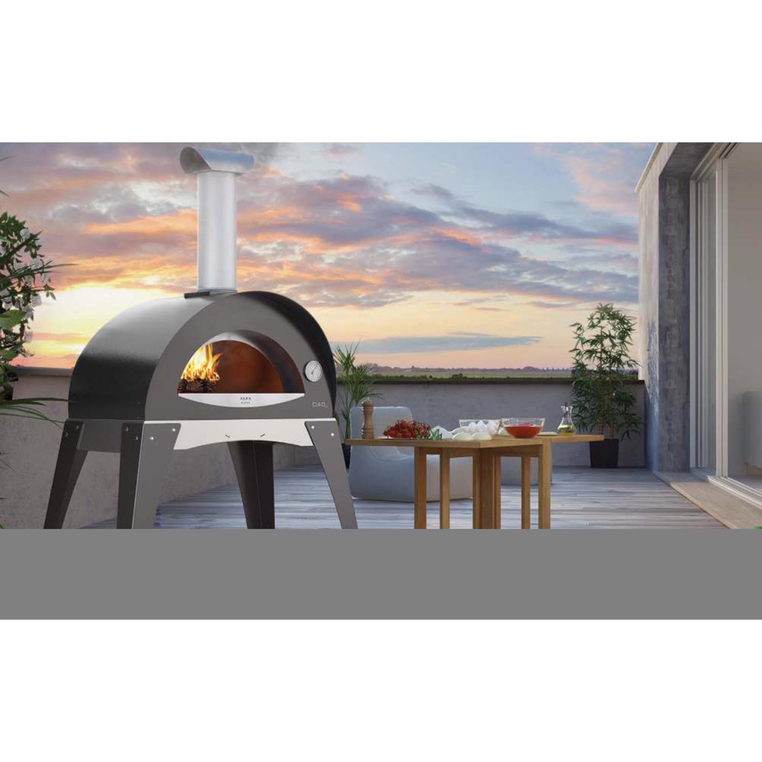 Alfa 36 in. Wood Ciao Outdoor Pizza Oven Gray