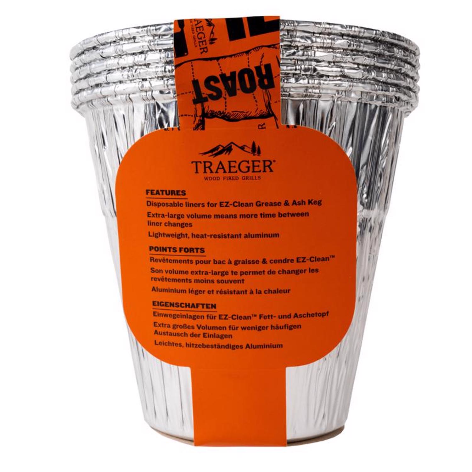 Traeger EZ-Clean Aluminum Grease & Ash Keg Liner 6.3 in. L X 6.3 in. W