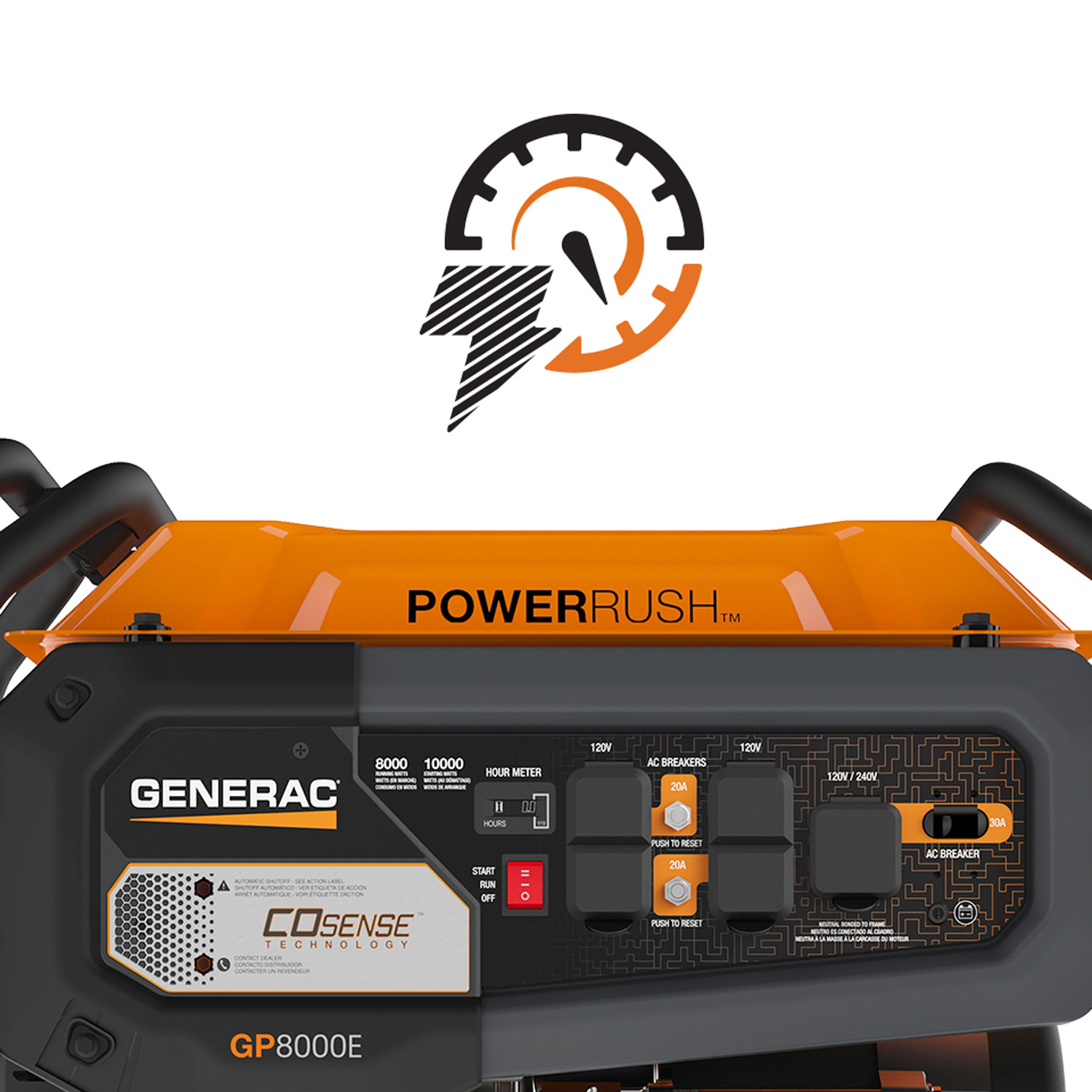 Generac GP Series 8000 W 240 V Gasoline Portable Generator GP8000E