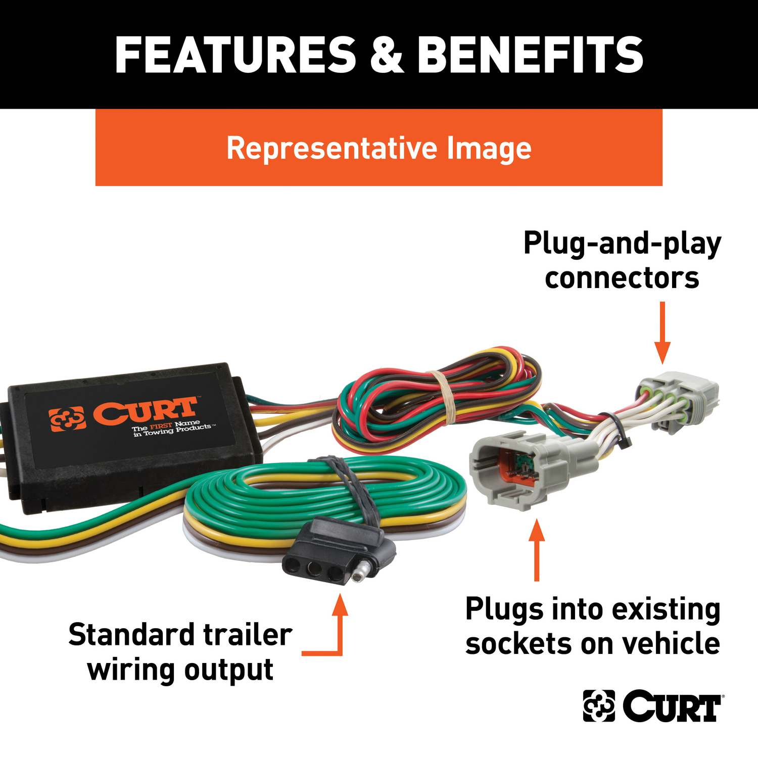 CURT 4 Flat Wiring Harness Connector