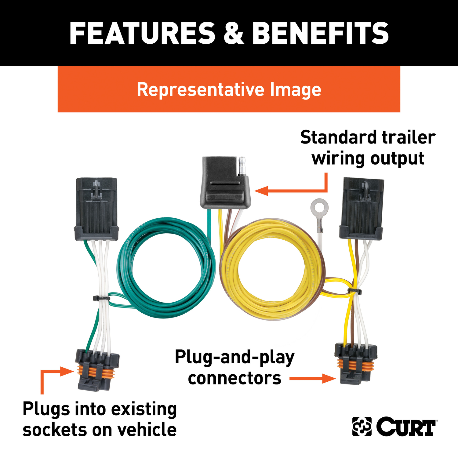 CURT 4 Flat Wiring Harness Connector