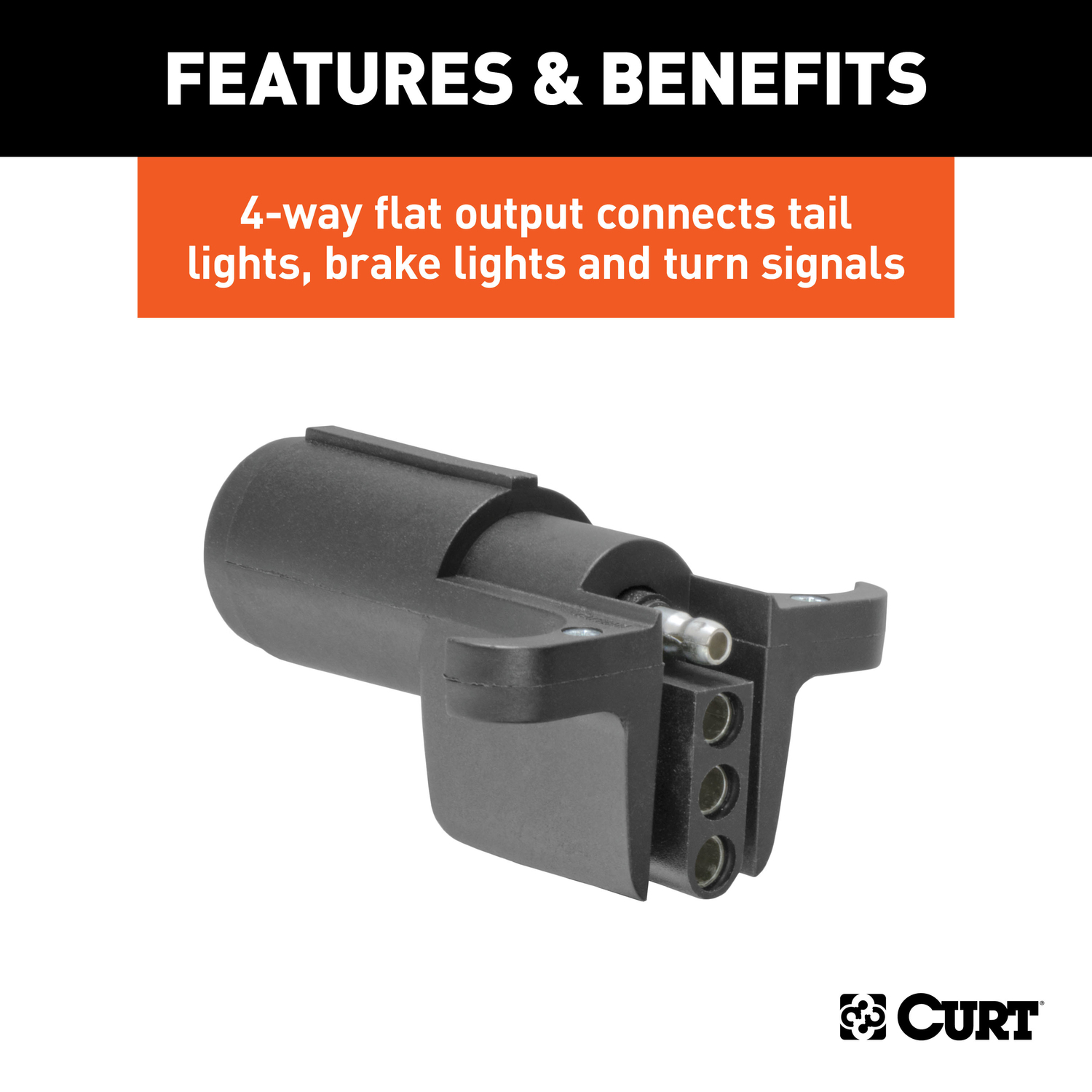 CURT 6 Round to 4 Flat Trailer Adapter 2.75 in.