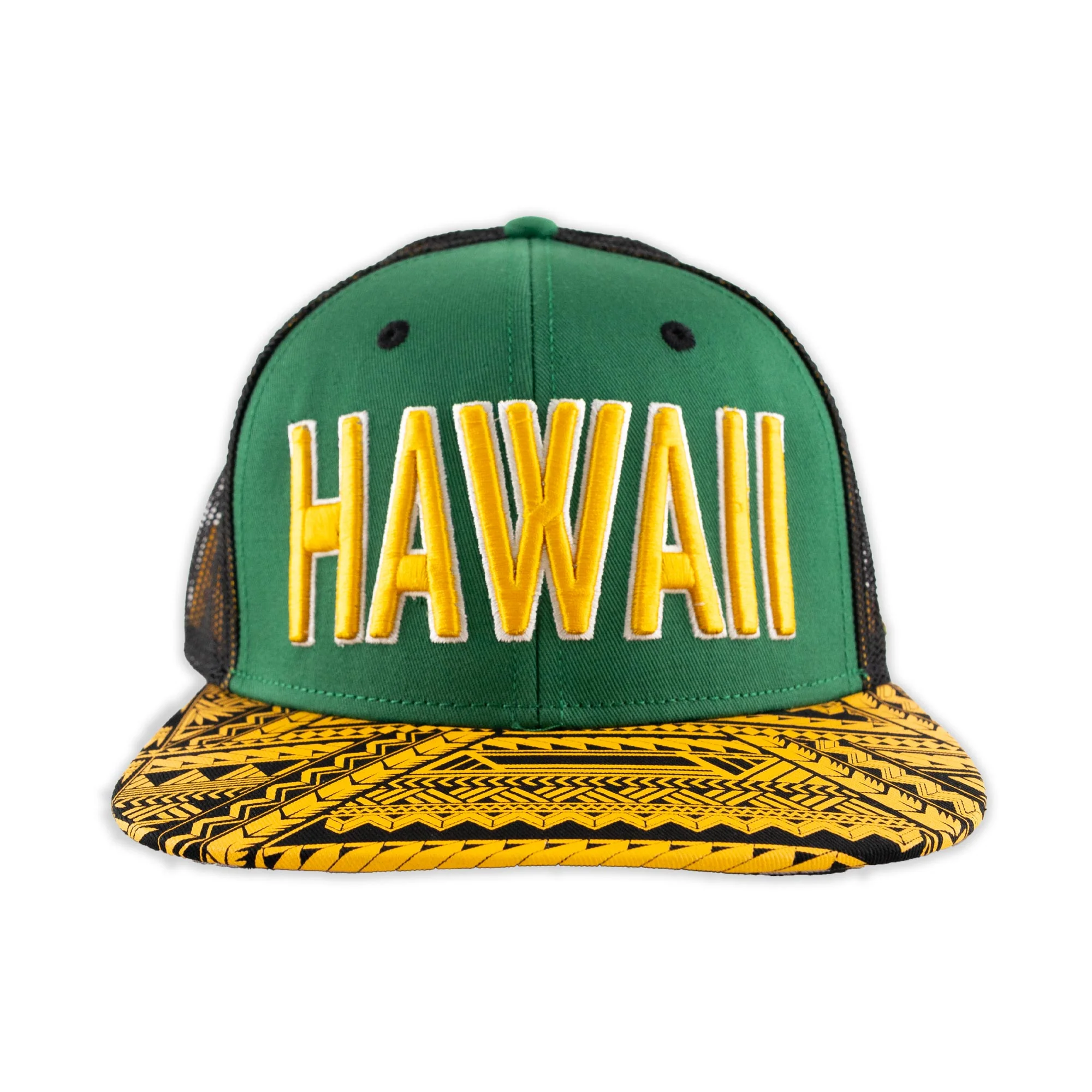 Hawaii Green & Yellow Flat Visor Ball Cap