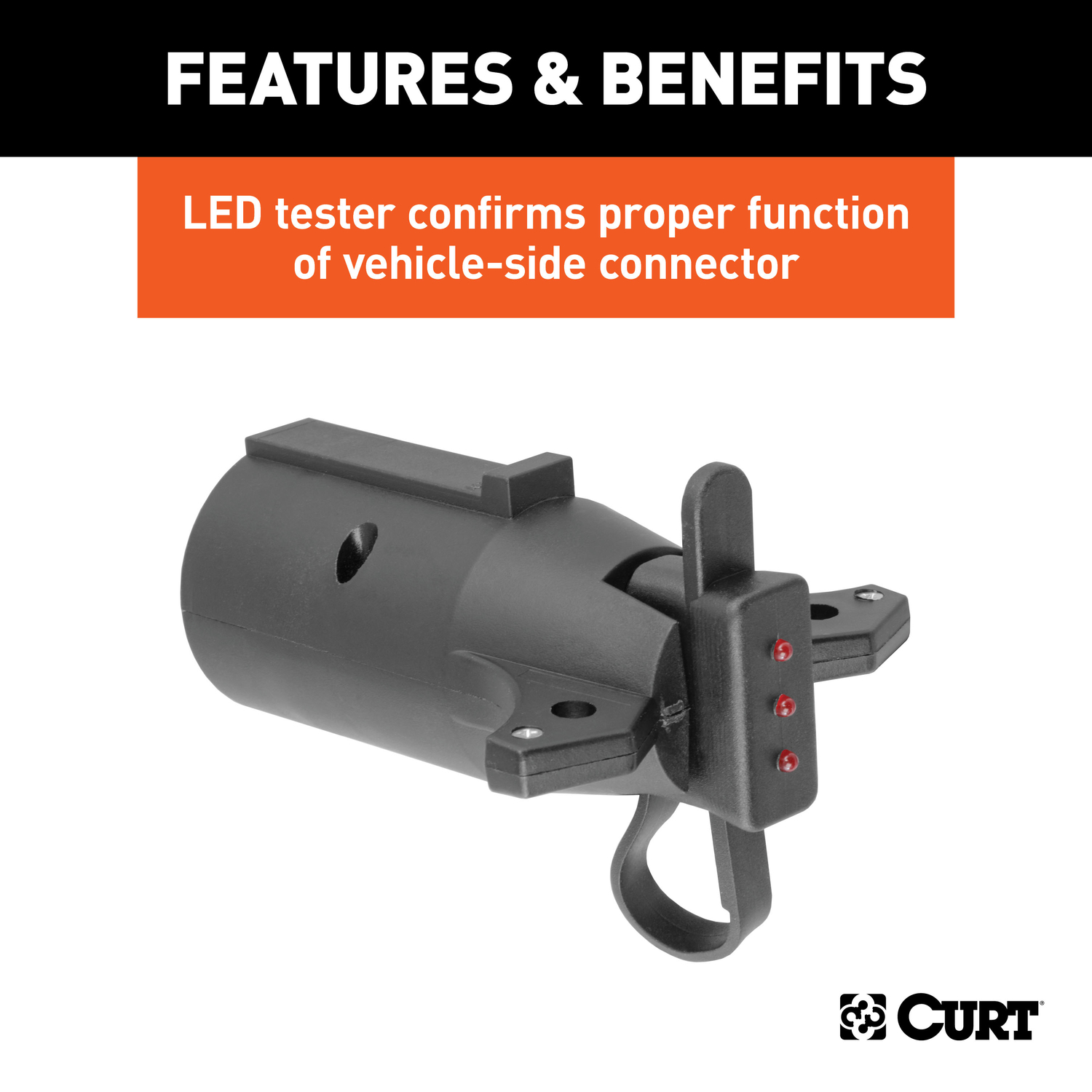 CURT 7 Blade to 4 Flat Electrical Adapter with Tester 4 in.