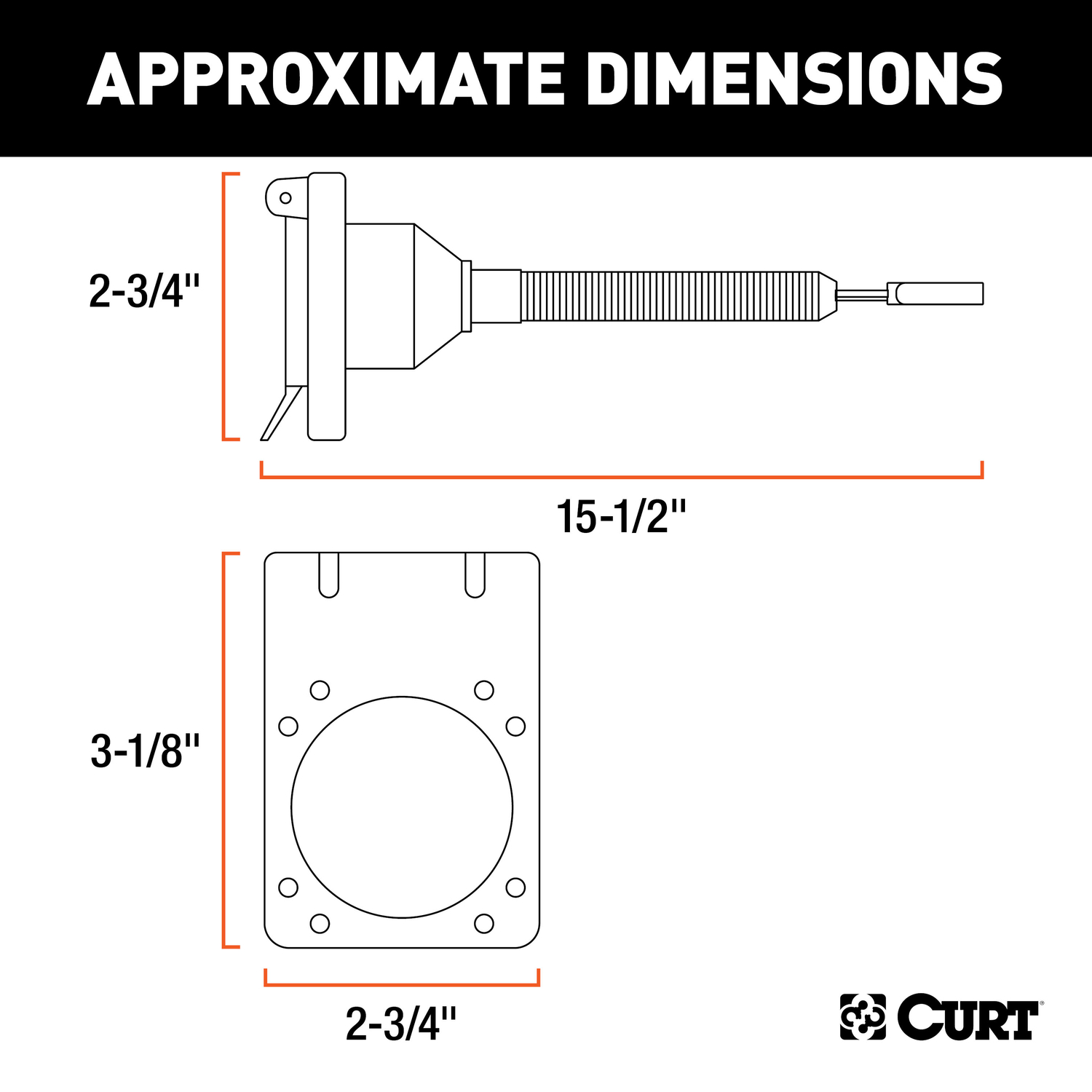 CURT 4 Flat to 6 Round Electrical Adapter with Tester 15.5 in.