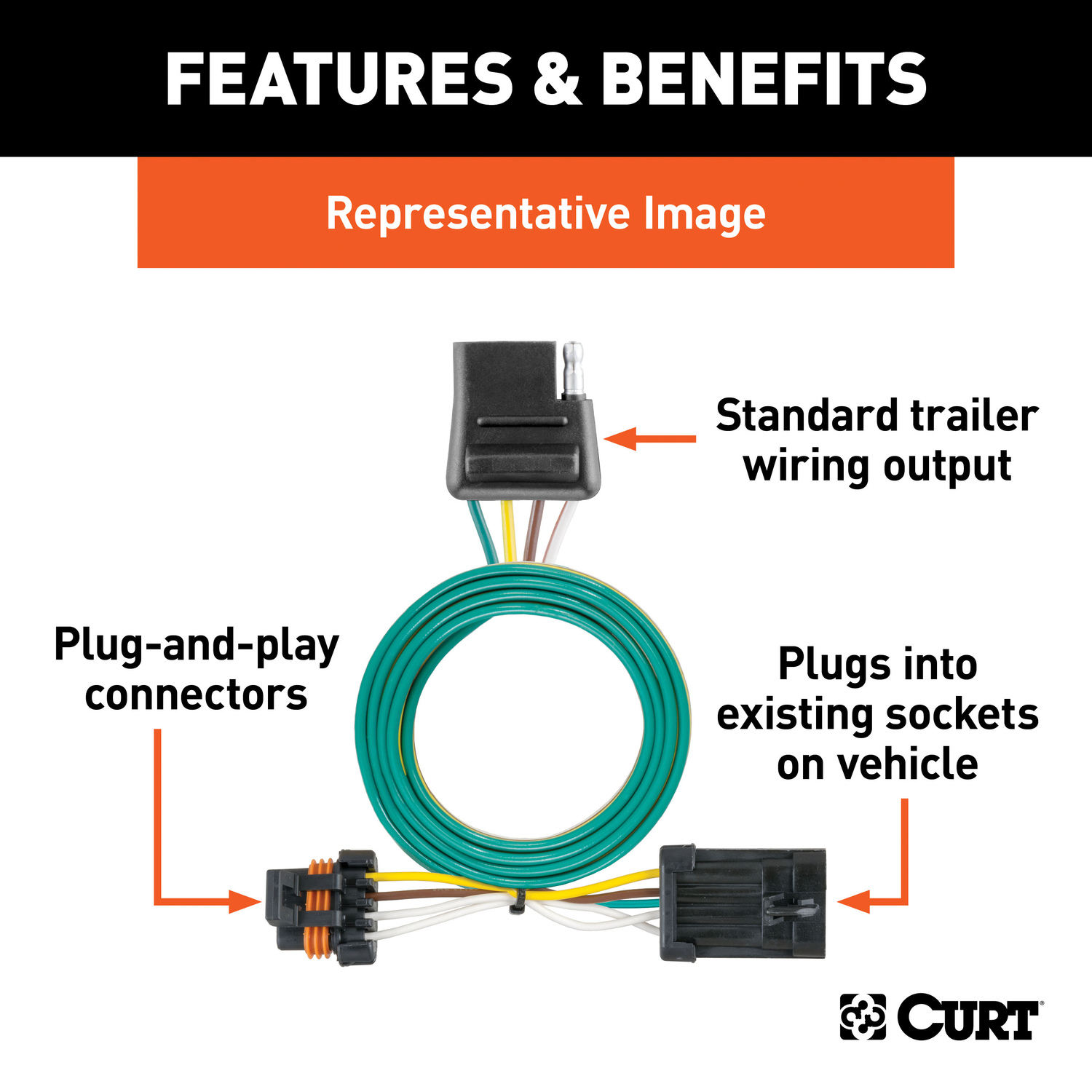 CURT 4 Flat Wiring Harness Connector