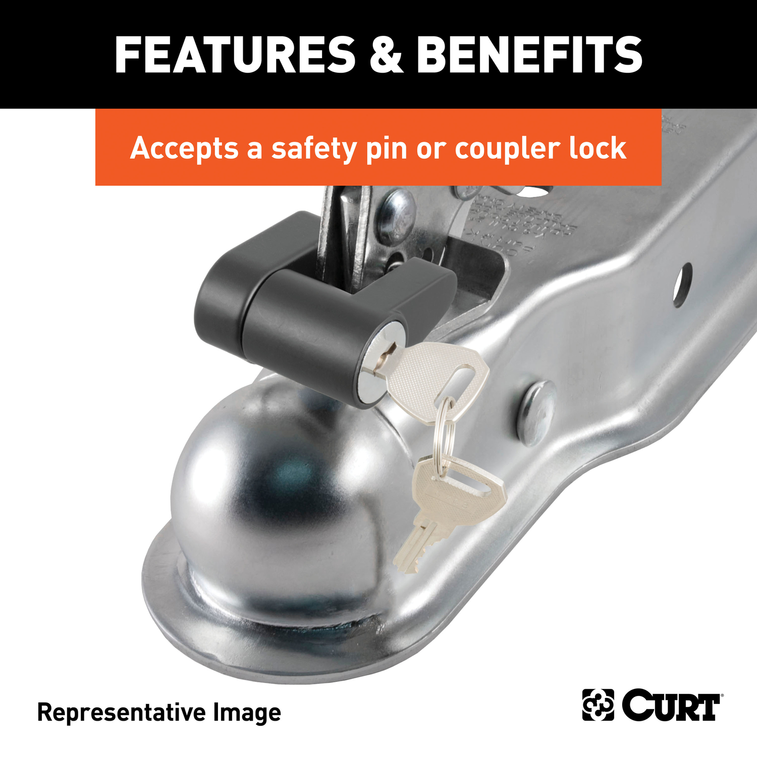 CURT 2000 lb. cap. 2-1/2 in. 1.88 in. Straight-Tongue Coupler