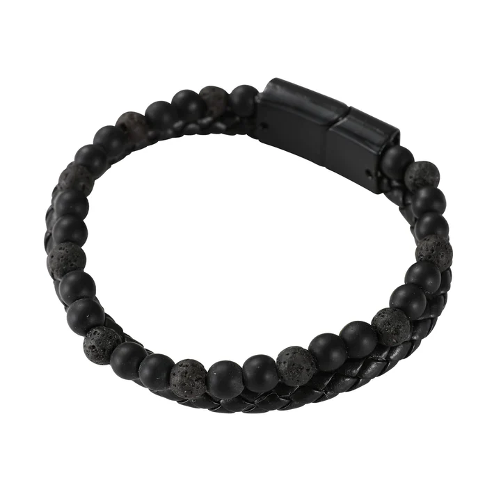 Mad Man Lava & Leather Men's Bracelet