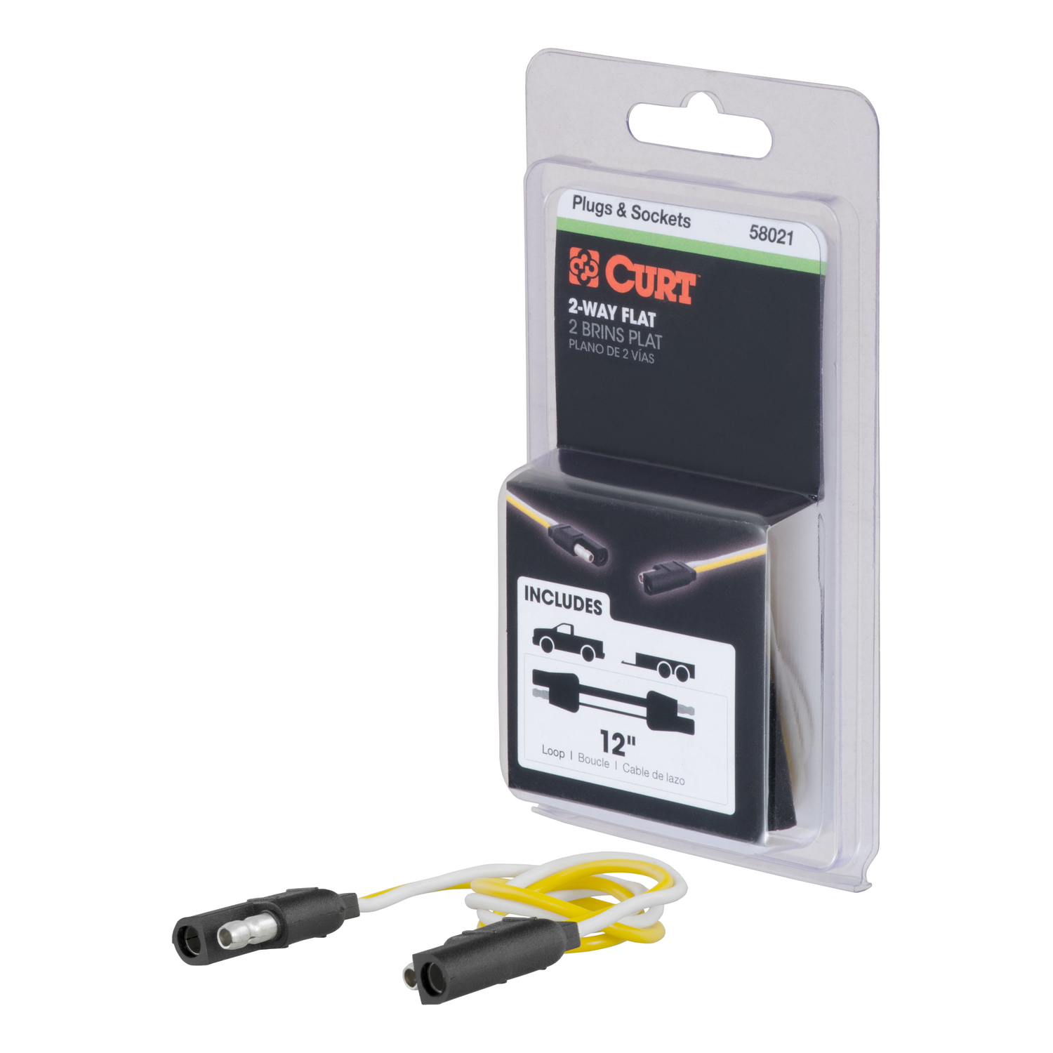 CURT 2 Flat Connector Plug and Socket 12 in.