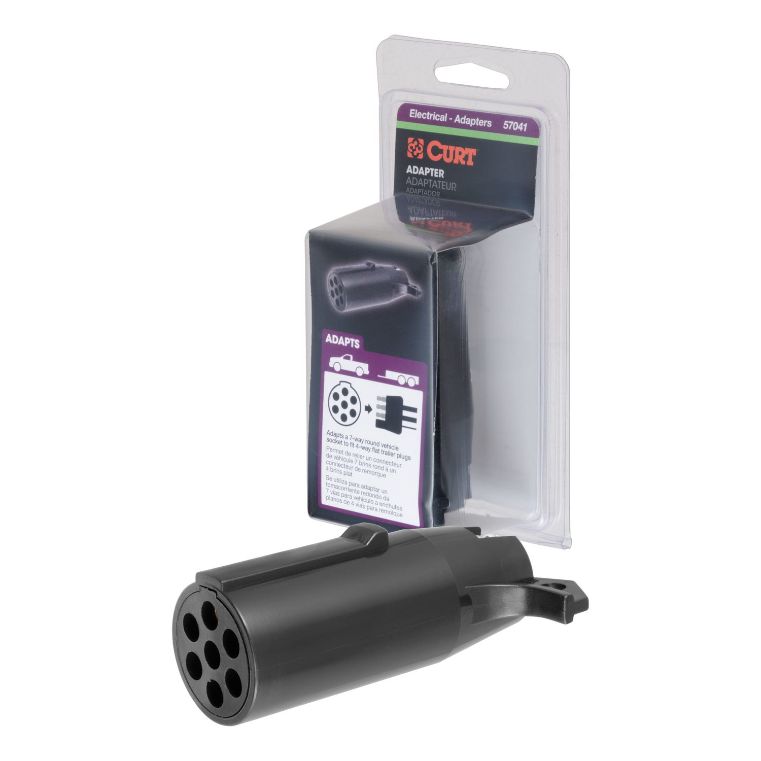 CURT 7 Round to 4 Flat Trailer Adapter 4 in.