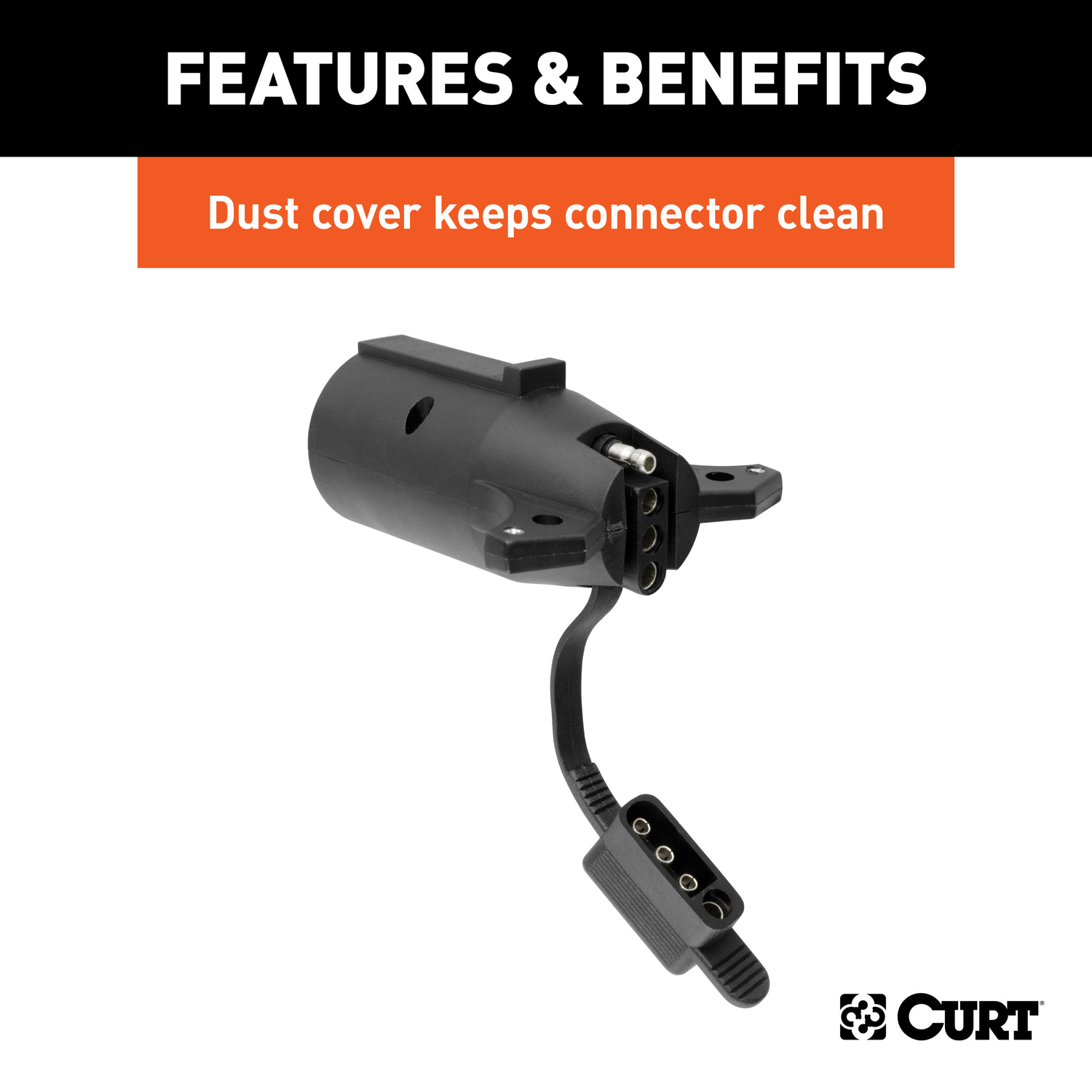 CURT 7 Blade to 4 Flat Electrical Adapter with Tester 4 in.