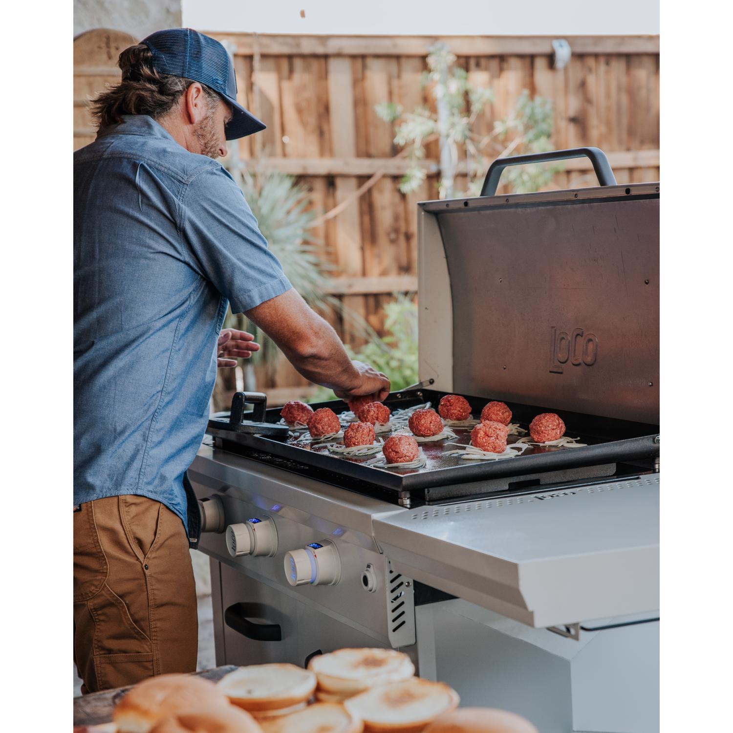 LoCo 3 Burner Liquid Propane Outdoor Griddle with Hood Gray