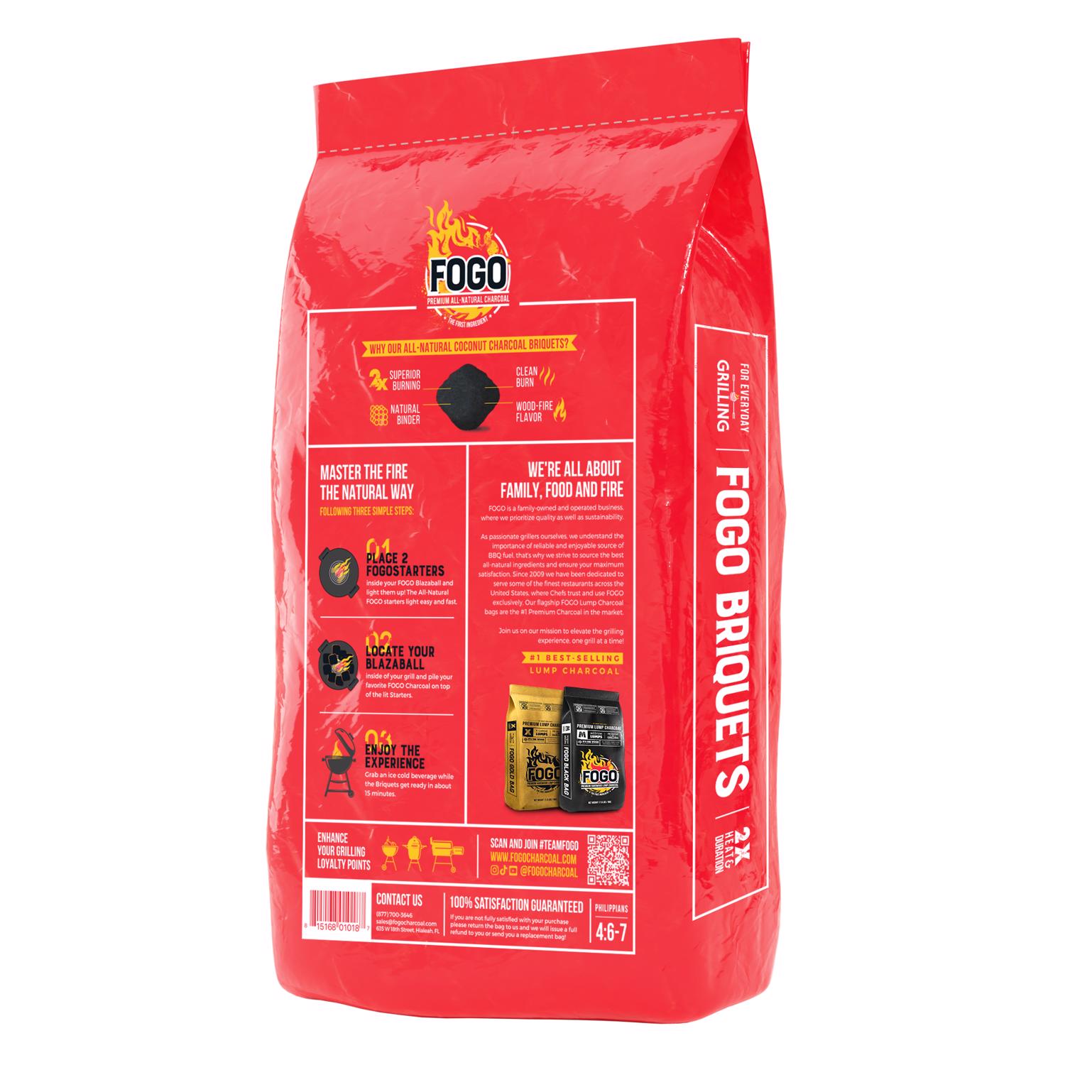 FOGO Coconut Shell Briquets All Natural Charcoal Briquettes 15.4 lb