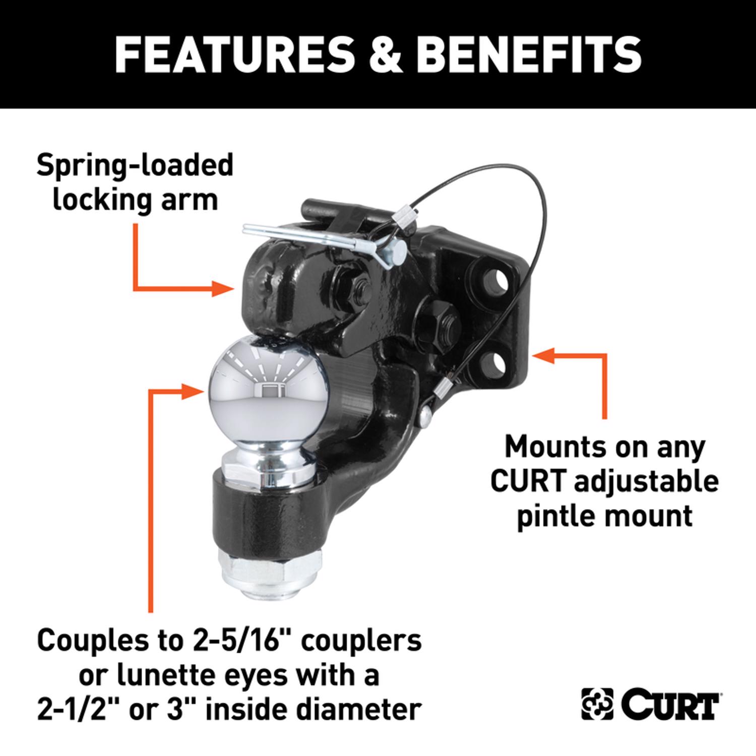 CURT 16000 lb. cap. 2.31 in. Ball and Pintle Hitch