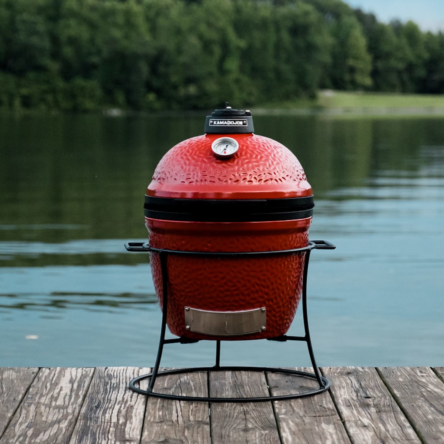 Kamado Joe 13.5 in. Joe Jr. Charcoal Kamado Grill and Smoker Red