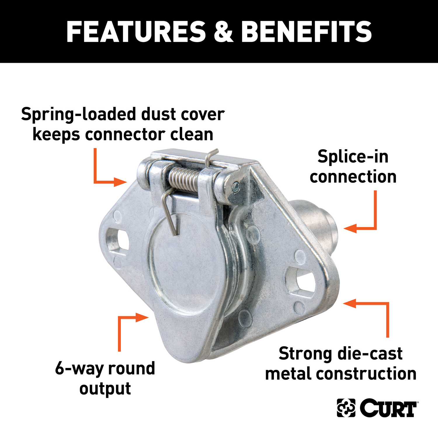 CURT 6 Round Connector Socket 2.38 in.
