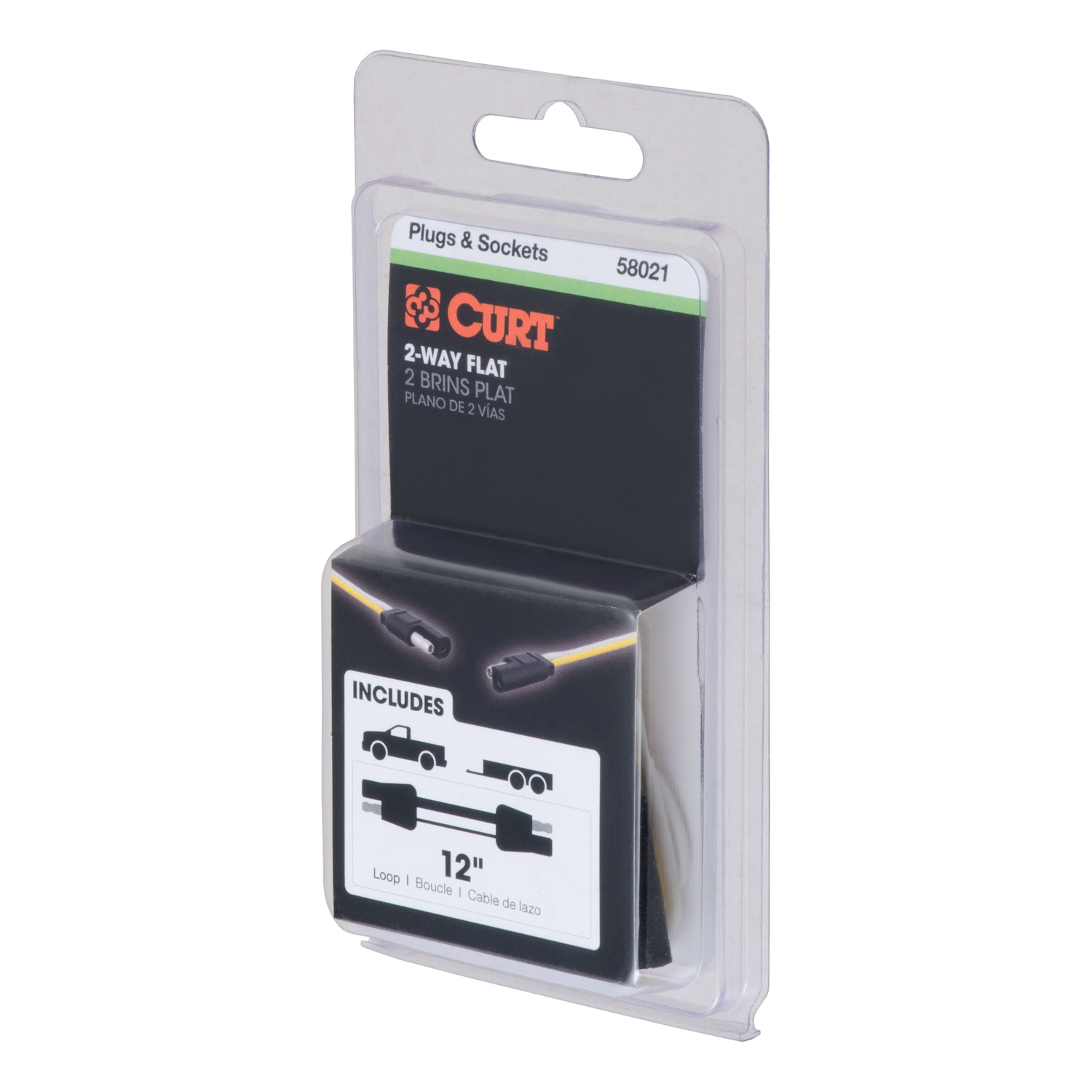 CURT 2 Flat Connector Plug and Socket 12 in.