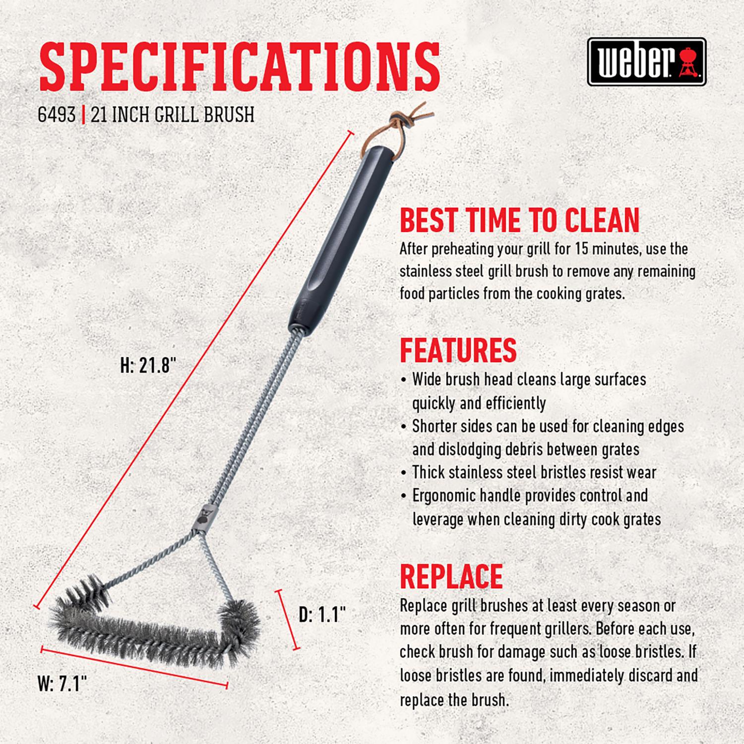 Weber Grill Brush 1.09 in. H X 21 in. L X 7.09 in. W 1 pk