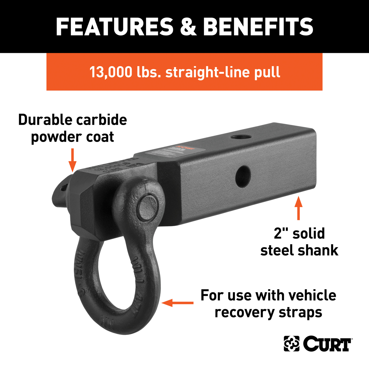 CURT 13000 lb. cap. D-Ring Shackle Mount