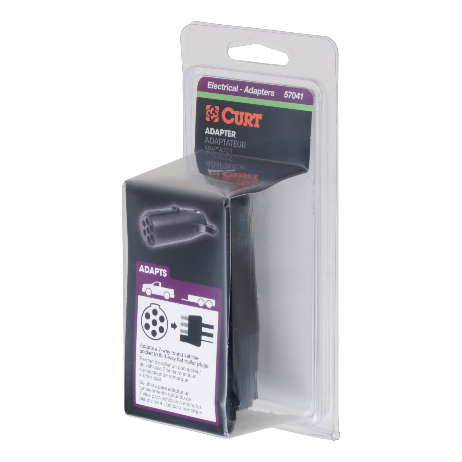 CURT 7 Round to 4 Flat Trailer Adapter 4 in.