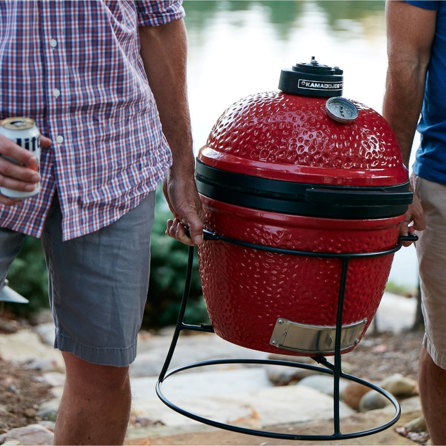 Kamado Joe 13.5 in. Joe Jr. Charcoal Kamado Grill and Smoker Red