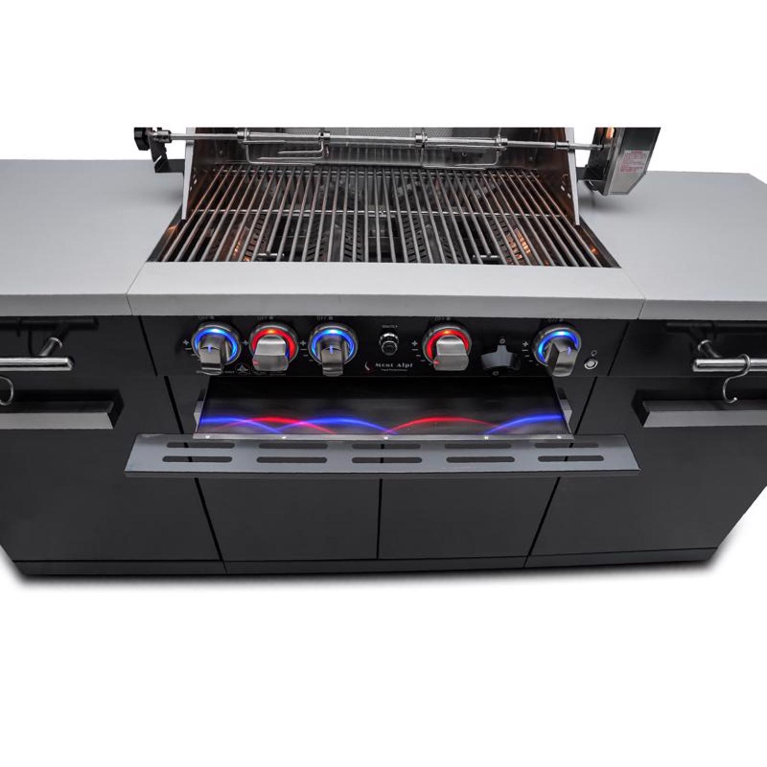 Mont Alpi 5 Burner Natural Gas/Propane Grill Black/Silver