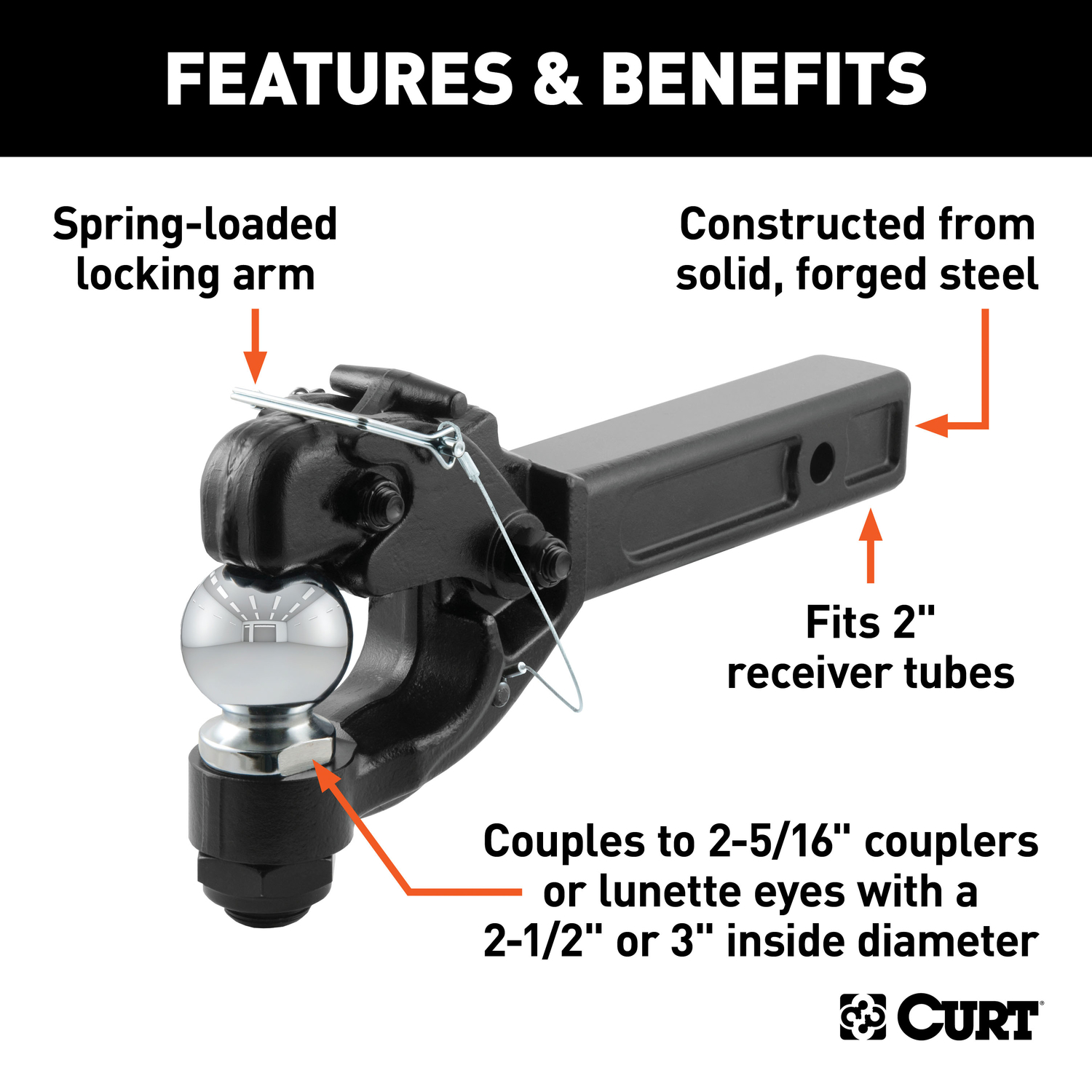 CURT 2.31 in. Receiver-Mount Ball and Pintle Hitch