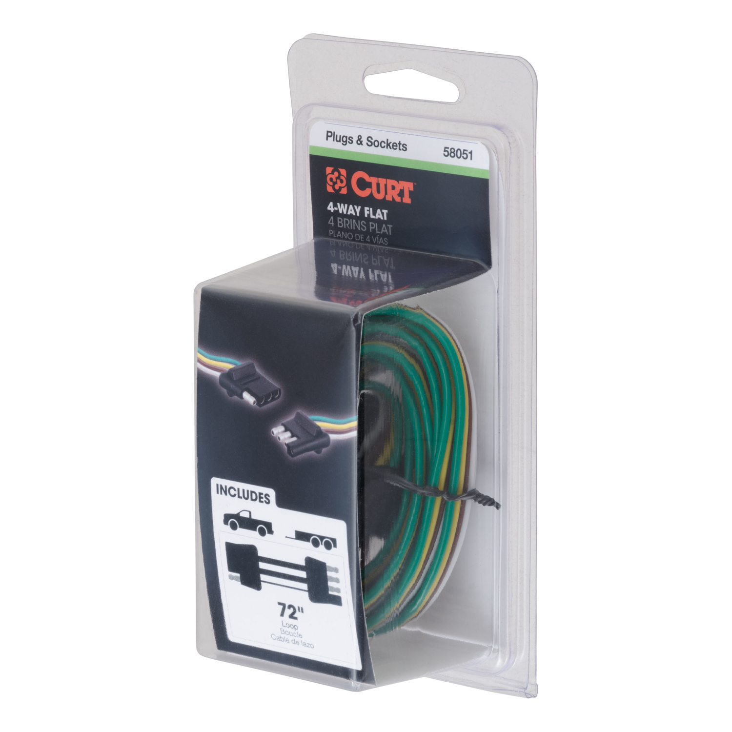 CURT 4 Flat Connector Plug and Socket 72 in.