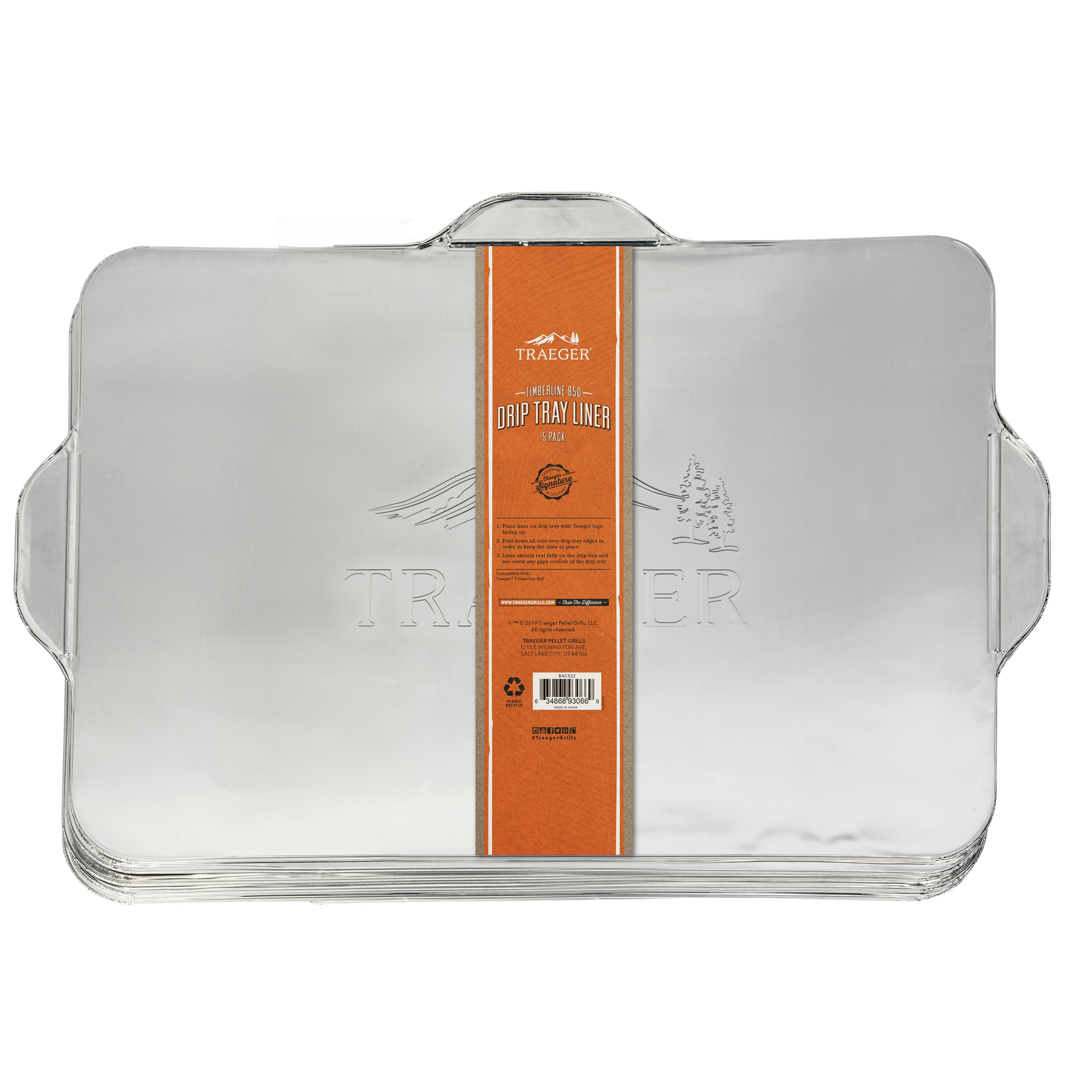 Traeger Aluminum Drip Tray Liner For Timberline 850 21.46 in. L x 14.57 in. W 5 pk