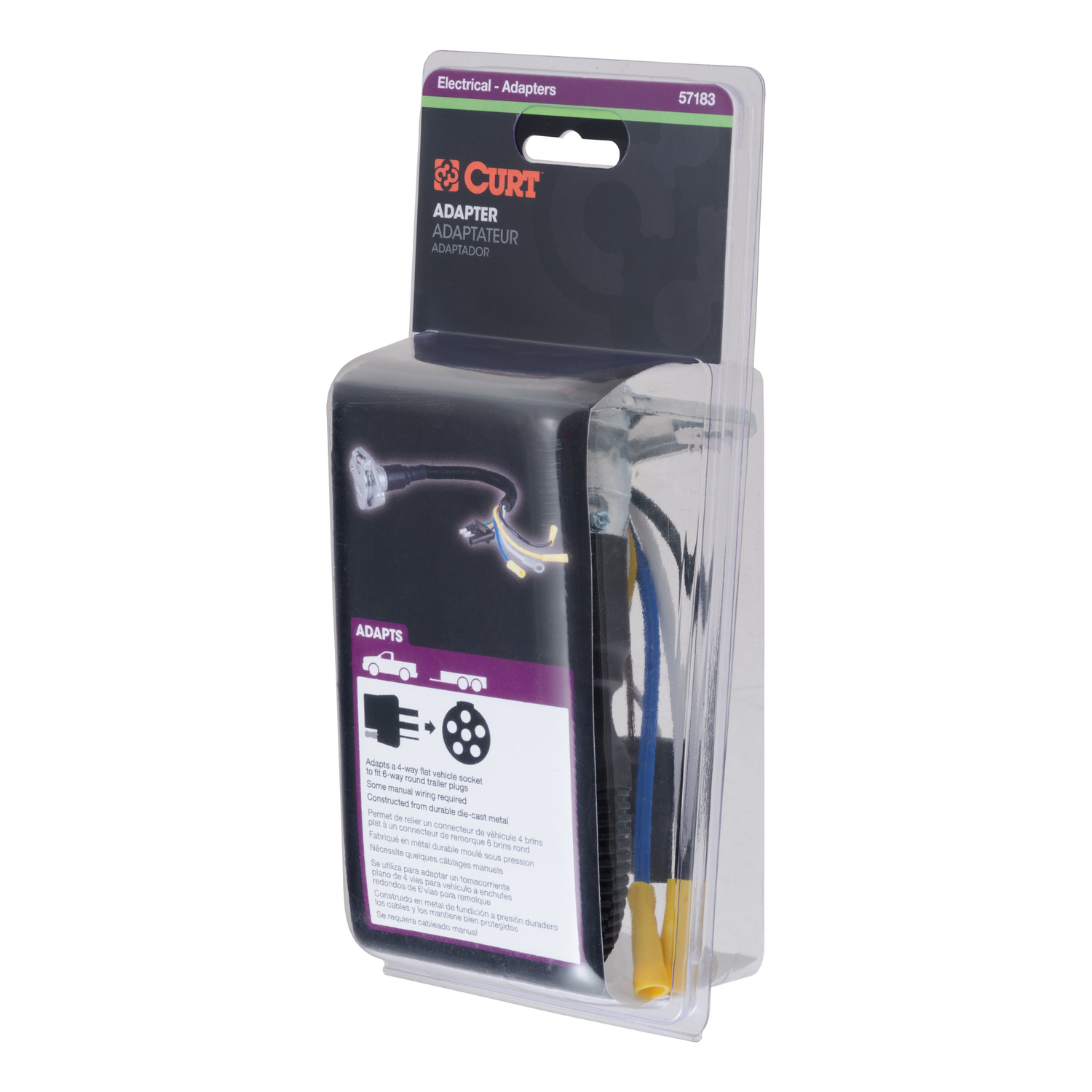 CURT 4 Flat to 6 Round Trailer Adapter 15.5 in.