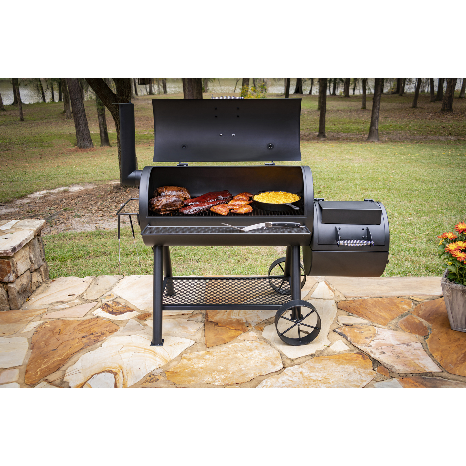 Oklahoma Joe's Longhorn Charcoal/Wood Offset Smoker Black